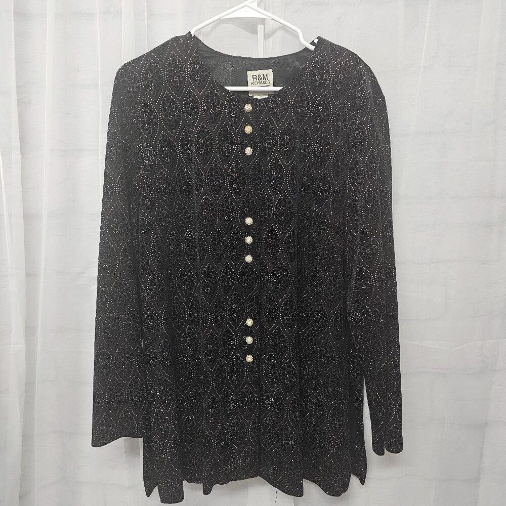 Vintage. R&M Richards Jacket Black Metallic Bling Glam Goth Whimsigoth Formal 18